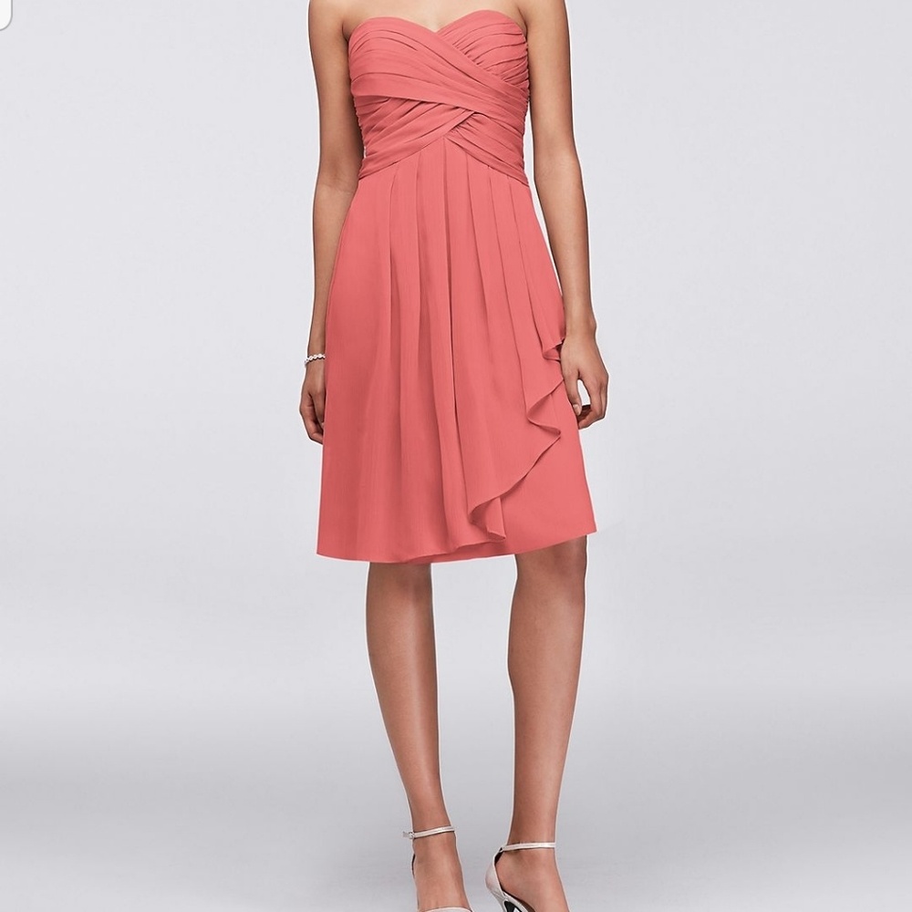 David's Bridal Short Crinkle Chiffon Dress SZ 8